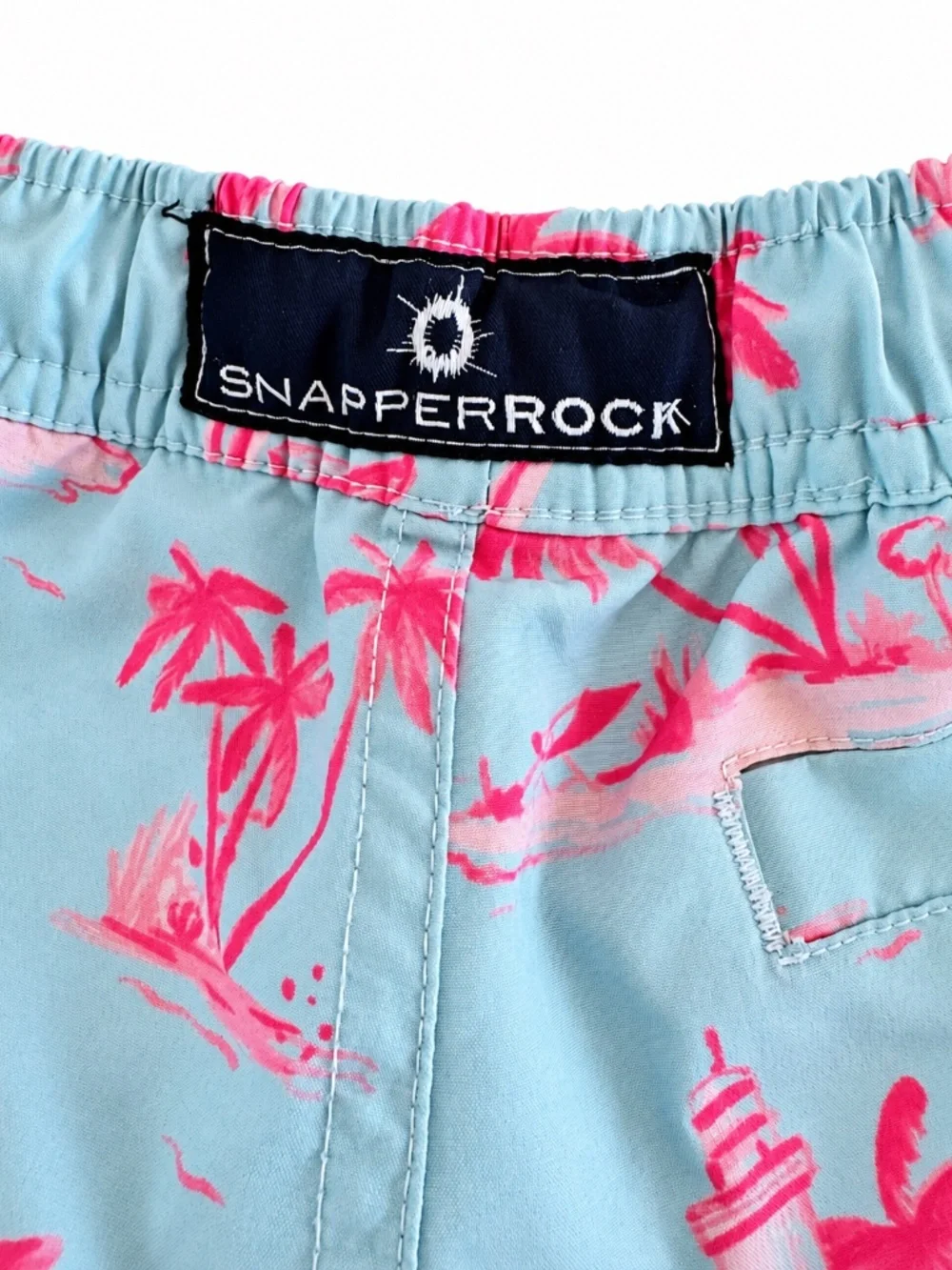 Snapper Rock Boys Aqua Pink Tropical Swim Trunks Size 4